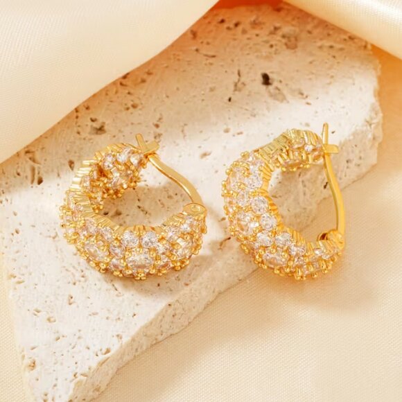 14K Gold Womens 2ct Diamond Small Hoop Earrings Ladies NEW 14 K Silver Jewelry - Picture 3 of 6